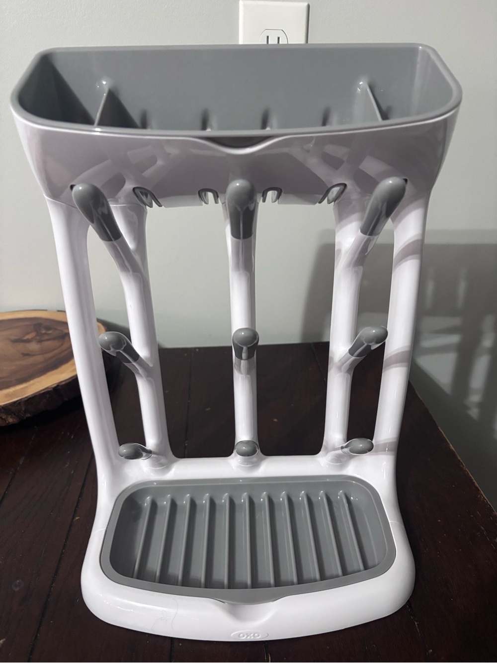 Oxo White and Gray Baby Bottle Drying Rack